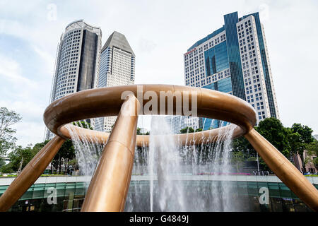 Singapore, Singapore - March 26, 2015 : The Fountain of Wealth is the largest fountain in the world. It is located in the commer Stock Photo