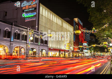 SINGAPORE - DECEMBER 12: Night view of famous festive Orchard Road in Singapore Dec. 12, 2014. Stock Photo