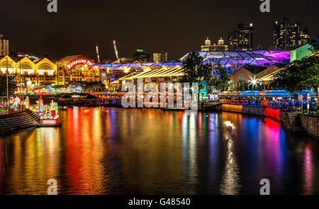 Lantern Festival on Singapore River at Clarke Quay. Stock Photo