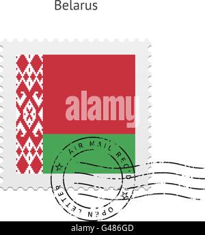 Belarus Flag Postage Stamp. Stock Vector