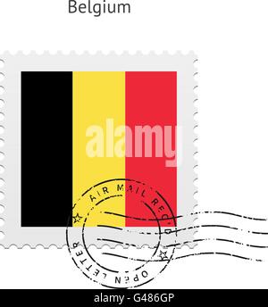 Belgium Flag Postage Stamp. Stock Vector