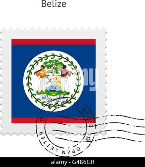 Belize Flag Postage Stamp. Stock Vector
