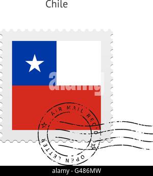 Chile Flag Postage Stamp. Stock Vector