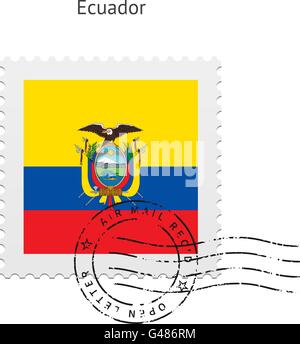Ecuador Flag Postage Stamp. Stock Vector