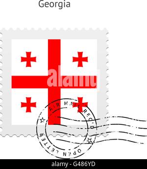 Georgia Flag Postage Stamp. Stock Vector