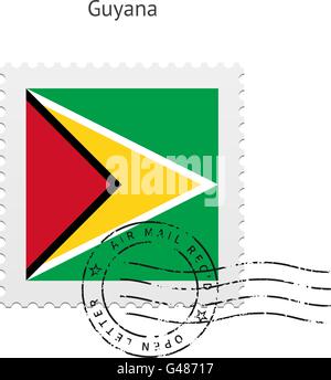 Guyana Flag Postage Stamp. Stock Vector