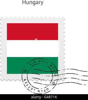 Hungary Flag Postage Stamp. Stock Vector
