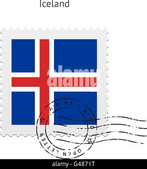 Iceland Flag Postage Stamp. Stock Vector