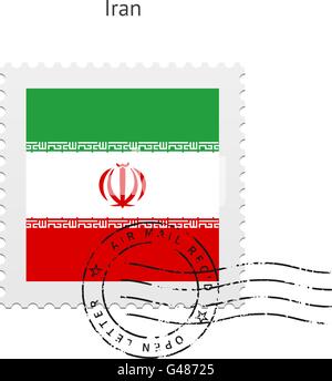 Iran Flag Postage Stamp. Stock Vector