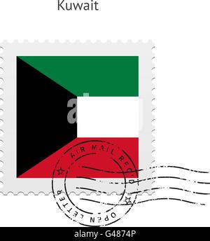 Kuwait Flag Postage Stamp. Stock Vector
