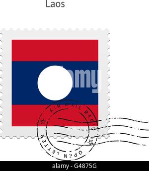 Laos Flag Postage Stamp. Stock Vector