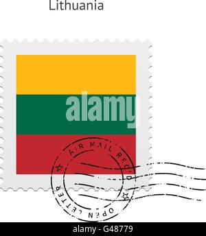 Lithuania Flag Postage Stamp. Stock Vector