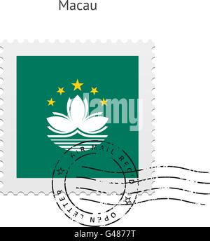 Macau Flag Postage Stamp. Stock Vector