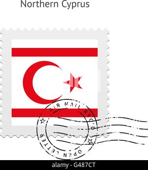 Northern Cyprus Flag Postage Stamp. Stock Vector