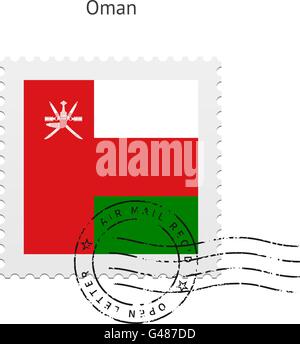Oman Flag Postage Stamp. Stock Vector
