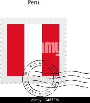 Peru Flag Postage Stamp. Stock Vector