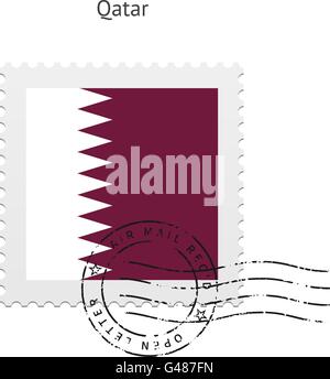 Qatar Flag Postage Stamp. Stock Vector