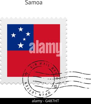 Samoa Flag Postage Stamp. Stock Vector