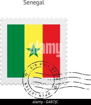 Senegal Flag Postage Stamp. Stock Vector