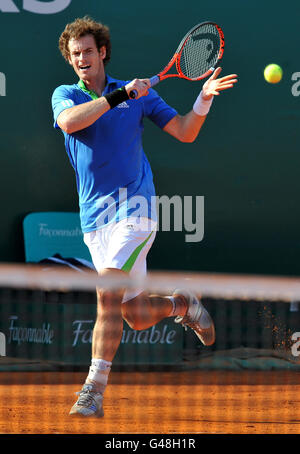 Great Britain's Andy Murray in action during the first round of the Monte-Carlo Rolex Masters 2011 Stock Photo