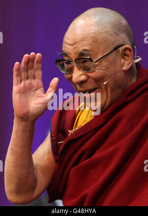 Tibet's spiritual leader, the Dalai Lama, gives an address at the University of Limerick on 'the Power of Forgiveness'. Stock Photo