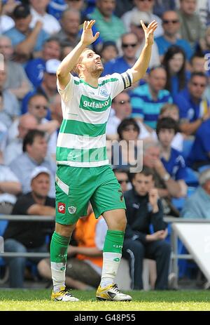 Soccer - npower Football League Championship - Cardiff City v Queens Park Rangers - Cardiff City Stadium. Queens Park Rangers' Adel Taarabt celebrates scoring his team's second goal. Stock Photo