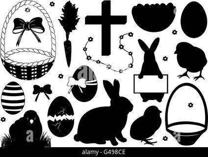 Easter set isolated on white Stock Vector