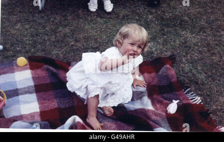 Family album picture of Lady Diana Spencer at Park House, Sandringham, Norflk on her first birthday. Stock Photo