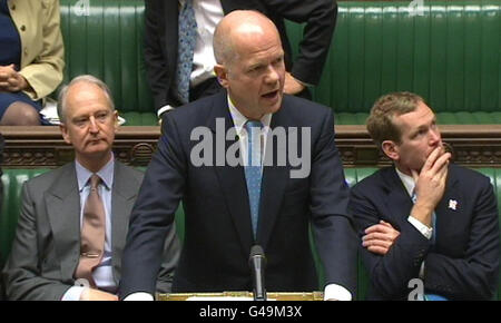 Foreign secretary William Hague speaks in the House of Commons, London, where he announced that Britain is to build embassies in up to five more countries but close dozens of other diplomatic outposts as part of a major cost-cutting drive.
