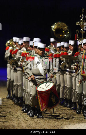 The La Musique de la Legion Etrangere (the Band of the French Foreign Legion) perform at the Windsor Castle Tattoo. Stock Photo