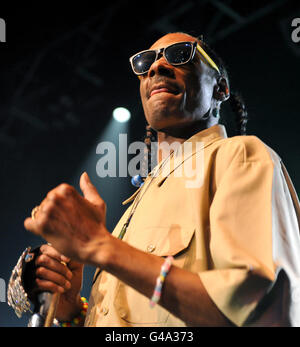 Snoop Dogg in concert - London. Snoop Dogg performs on stage at the HMV Forum in north London. Stock Photo