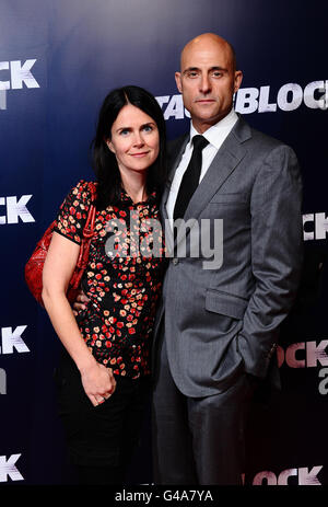 Mark Strong (right) and his wife Liza Marshall arrive at the premiere of Attack The Block at The Vue cinema, Leicester Square, London. Stock Photo