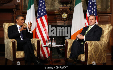 US President Barack Obama with Taoiseach Enda Kenny in Farmleigh, Dublin, where the two held talks.