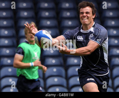 Scotland sevens' Lee Jones during the International 7s Captains Run at Murrayfield Stadium, Edinburgh. Stock Photo