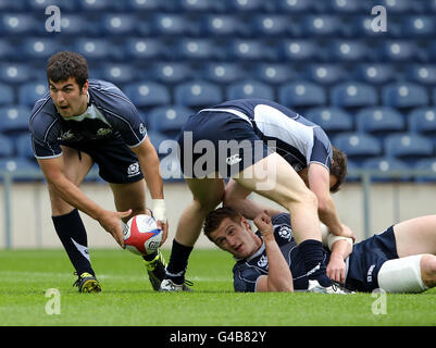 Scotland sevens' Stuart McInally during the International 7s Captains Run at Murrayfield Stadium, Edinburgh. Stock Photo