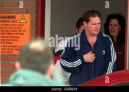 Paul Gascoigne leaves a clinic in Middlesbrough today (Wednesday) after undergoing a medical before joining Middlesbrough FC from Glasgow Rangers. Photo John Giles.PA.*EDI* Stock Photo