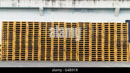 wood Pallet skid flat transport structure that supports while being lifted Stock Photo