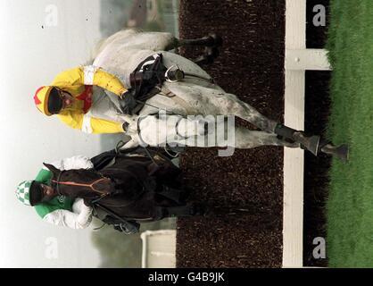 AINTREE One Man jumps Stock Photo