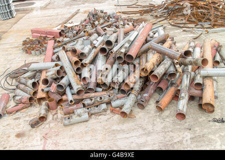 Pile of metal scrap,steel scrap (pipe)
