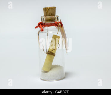 Message in bottle isolated on white background. Stock Photo