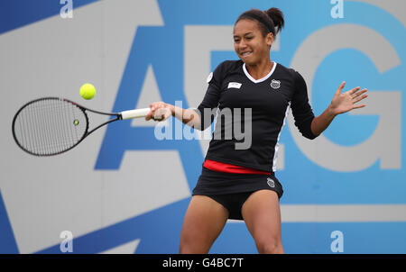 Great Britain's Heather Watson during her 1st round game against South Africa's Chanelle Scheepers during day one of the AEGON Classic at Edgbaston Priory Club, Birmingham. Stock Photo