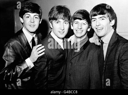 The Beatles pop group, left to right, Paul McCartney, John Lennon, Ringo Starr and George Harrison. Stock Photo