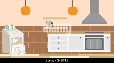 Tiled Luxury Kitchen Stock Vector