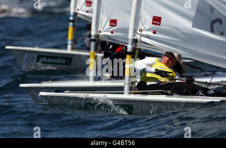 Sailing - Skandia Sail for Gold Regatta - Day Four. Ieland's Annalise Murphy leads the Ladies Laser Radial class during day four of the Skandia Sail for Gold Regatta in Dorset. Stock Photo