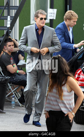 David Hasselhoff arrives at Fountain Studios, Wembley, for the final of the ITV programme Britain's Got Talent. Stock Photo