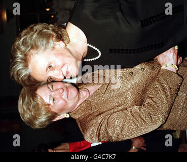 Naina Yeltsin (left) wife of the President of the Russian Federation, Boris Yeltsin, and Bernadette Chirac, wife of the President of the French Republic, Jaques Chirac, share a few words after dining together with the spouses of the other leaders attending the G8 Sumit at the Left Bank restaurant in Birmingham tonight (Friday). Photograph by Fiona Hanson/PA Stock Photo