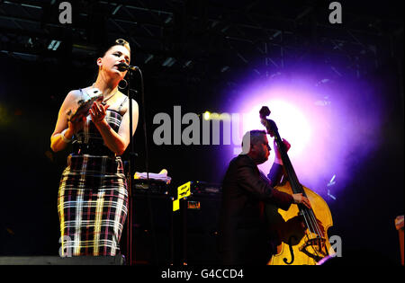 Imelda May performs onstage at Hard Rock Calling in Hyde Park, London. Stock Photo