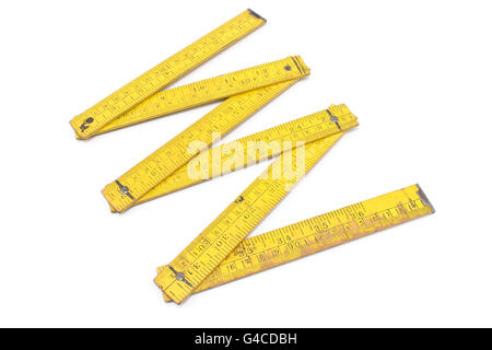 Old carpentry ruler isolated on white Stock Photo