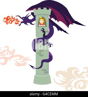 Illustration of princess in tower waiting for Prince Stock Vector Image ...