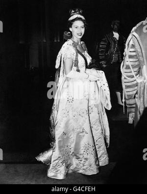 Princess Margaret on arrival at Buckingham Palace after the Coronation of her sister Queen Elizabeth II. Stock Photo
